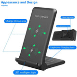 2 In 1 25W Wireless Charger Fold Stand Pad Fast Charging for iPhone 15 14 13 12 11 8 Airpods 3 Pro Samsung S23 S22 Qucik Charge