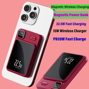 Magnetic Qi Wireless Charger, Mini Power bank, Fast Charging