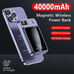 Magnetic Wireless Power Bank, Fast Charging External Battery Charger, Power bank, Qi Wireless Charger, LED digital display   