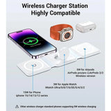 100W 3 in 1 Magnetic Portable Wireless Charger Pad for iPhone 15 14 13 12 Pro Max Apple Watch AirPods Fast Charging Dock Station