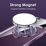 Luxury Plating Magnetic Bracket Clear Case For iPhone 15 14 13 11 12 Pro Max Plus For Magsafe Large Window Standing Holder Cover