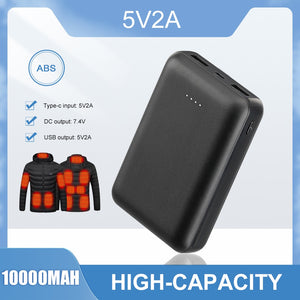 Power Bank 10000mAh Portable Charging Mobile Phone External Battery 5V 2A Fast Heating Vest Jacket Electric Heating Equipment